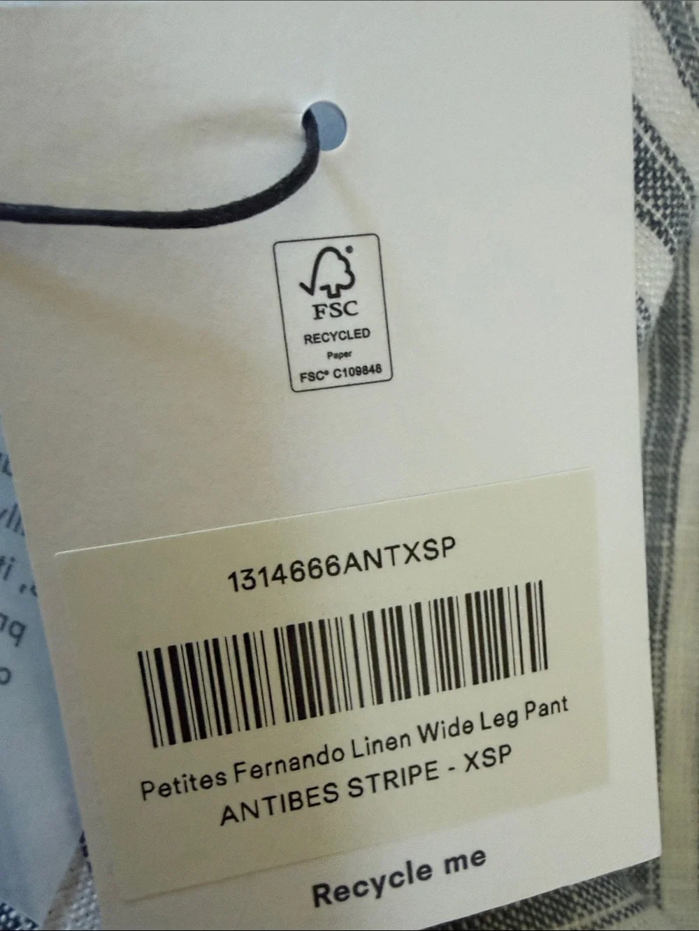 Reformation Fernando Linen Wide Leg Pant Antibes Stripe XSP NEW